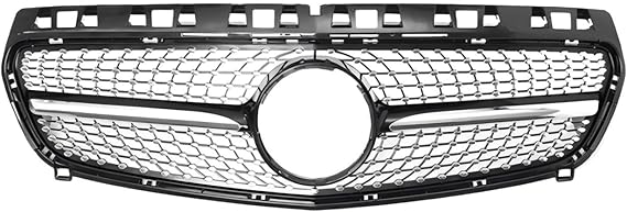 GTR Diamond Style Car Front Bumper Grilles Hood Mesh Compatible for Mercedes -Benz A Class W176 2013-2018 A180 A200 A250 Car Accessories(13-15 Diamond Black)