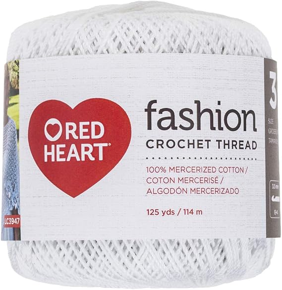Red Heart Fashion Crochet, Thread Size 3, White