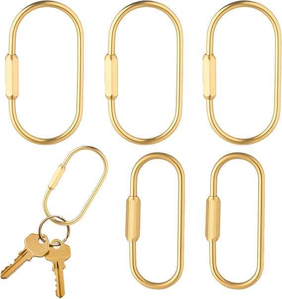 5-Pcs Bag Charm Clasp Oval Key Ring for La-bubu Bag Charm Carabiner Gold Keychain Clip Bag Charms Clip