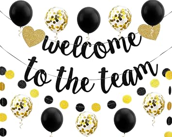 Welcome to The Team Banner for New Teacher Boss Employee Coworker Staff Colleague Team Member Hanging Garland Kit Balloons Paper Banner Bunting Decorations Office Party Decorations Photobooth Backdrop