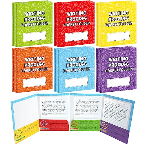 Ctosree Writing Bulk Folders with Pockets Writing Process 4 Pocket Folders Bulk for Students Teacher Classroom Kids30 Pcs,Classic
