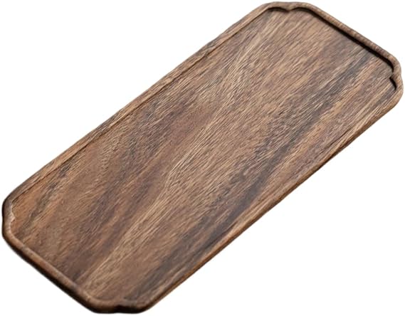 Walnut Wood Tea Tray Minimalist Dry Brewing Platform for Chinese Gongfu Ceremony, Anti-Slip Pot Stand with Natural Grain for Home Office Use, 30x12cm Brown(Su Window)