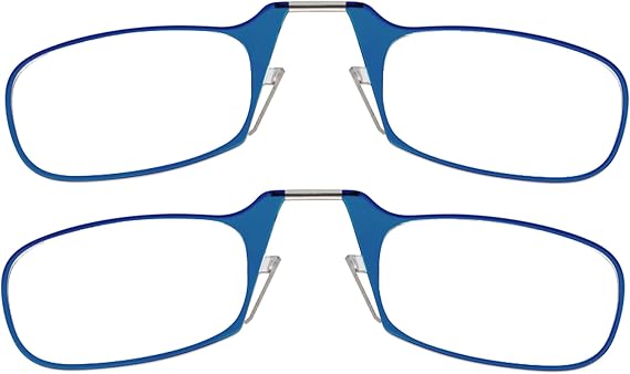 ThinOptics Readers Rectangular Reading Glasses, Blue, 44mm + 2.0