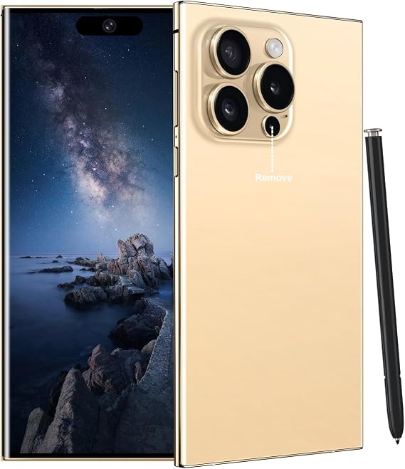 Unlocked Cell Phones Smartphones 5G Phone Android 13 Mobile Phones 8GB+256GB/7 Display/48MP+108MP Camera/6800 mAh/Dual SIM/Build-in Pen (Gold)