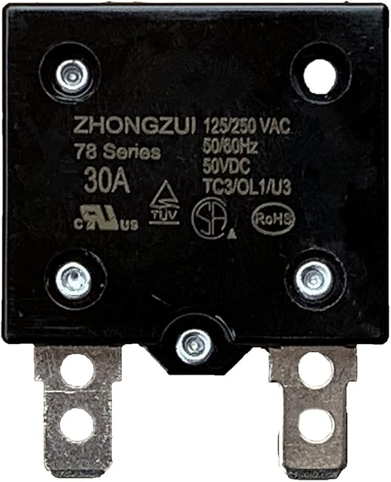 weelye 1Pcs 30A 125/250Vac 50Vdc Automatic Reset Relay Thermal Switch Circuit Breaker Current Overload Protector for Children Riding Electric Car Accessories