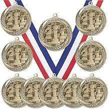 10 Pack of Chess Gold Medals Trophy Award with Neck Ribbons MS2