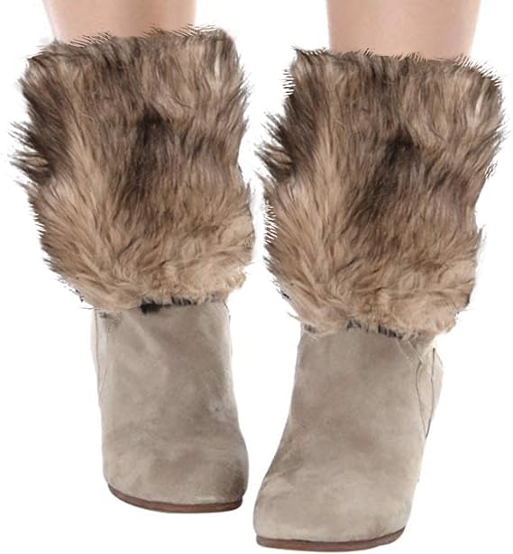 Women's Faux Fur Leg Warmer Boot Cuffs - Furry Leg Warmers
