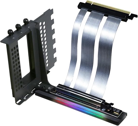 PCIe X16 GEN5 Riser Cable with GPU Vertical Mount Bracket PCIe 5.0 for Future RTX5090 (Black Bracket V3)