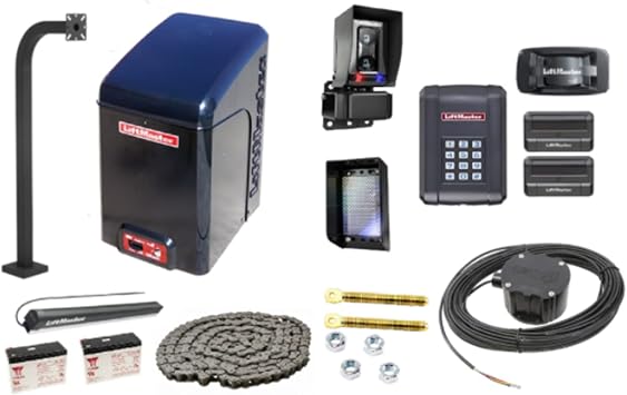 Liftmaster Model CSL24UL Commercial Slide Gate Openers Chamberlain Slidding Gate Operator Battery Back up Wireless Keypad KPW5 811LMX Remotes 828 Gate Way Gooseneck Keypad Stand Exit Device Cartell
