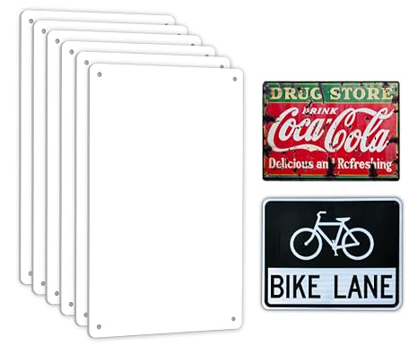 6 Pack 10"x7" Sublimation Metal Sign Blanks, 0.8mm White Blank Metal Signs, UV Resistant, Waterproof Aluminum Sign for Parking, Yard, Store Ad Sign