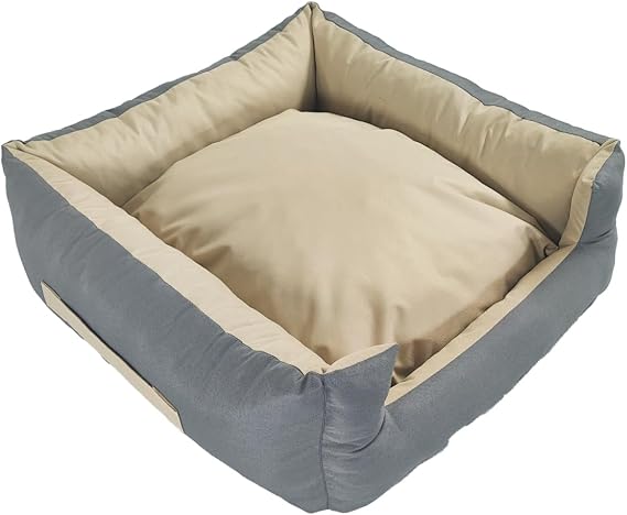 Xpermate Kedi Yatağı ve Köpek Yatağı Fermuarlı Yıkanabilir Evcil Hayvan Yatağı Yuvi Siesta 55x60x23 cm (Antrasit Bej)