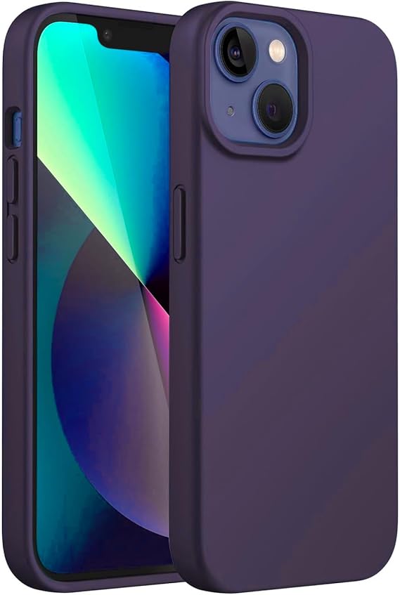 Merwish Apple iPhone 15 Compatible Custom Silky Touch Feeling Soft Velvet Launch Silicone Case Cover (Deep Purple) Inside