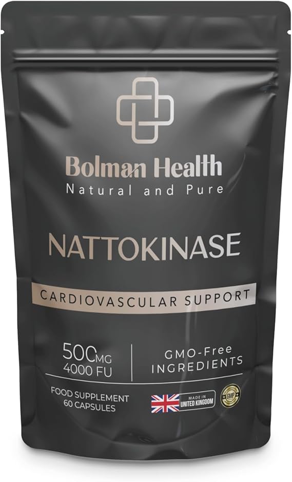 Nattokinase 500mg | 4000 FU per Capsule | 60 Capsules | Nattokinase Enzyme Supplement (from Soy) | Supports Circulation & Cardiovascular Function | Vegan HPMC Capsules | Non-GMO