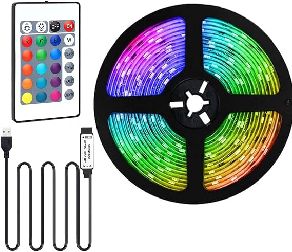 Colour Changing Led Strip Lights, USB Lights with Remote Control, Fexible Lights Strip for Home Decoration (1 Meter) [Energy Class A]