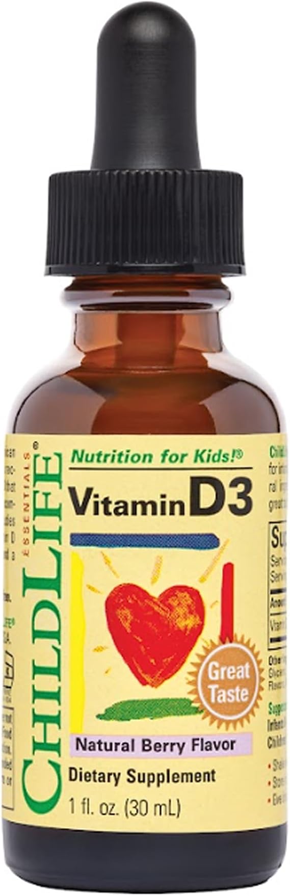 CHILDLIFE ESSENTIALS Baby Vitamin D3 Drops, Berry, 1 Fl Oz (Pack of 1)