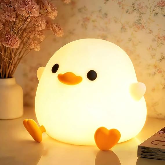 YR YRHH-PET Duck Cute Lamp, Squishy Night Light, Kids Gifts Baby Room Decor | Safe Silicone Bedside Lamp, Touch Animal Nightlight For Nursery, College White Elephant Gifts, Boys Girls Dodo Ducky Stuff