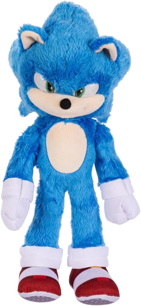 Sonic 3 The Hedgehog The Movie - Official Sega Licensed - Deluxe Sonic Soft Toy - 33cm - Blue Hedgehog - Soft - Realistic Details - Sparkling Eyes - Children's Soft Toy - Collectable - 3 Years +