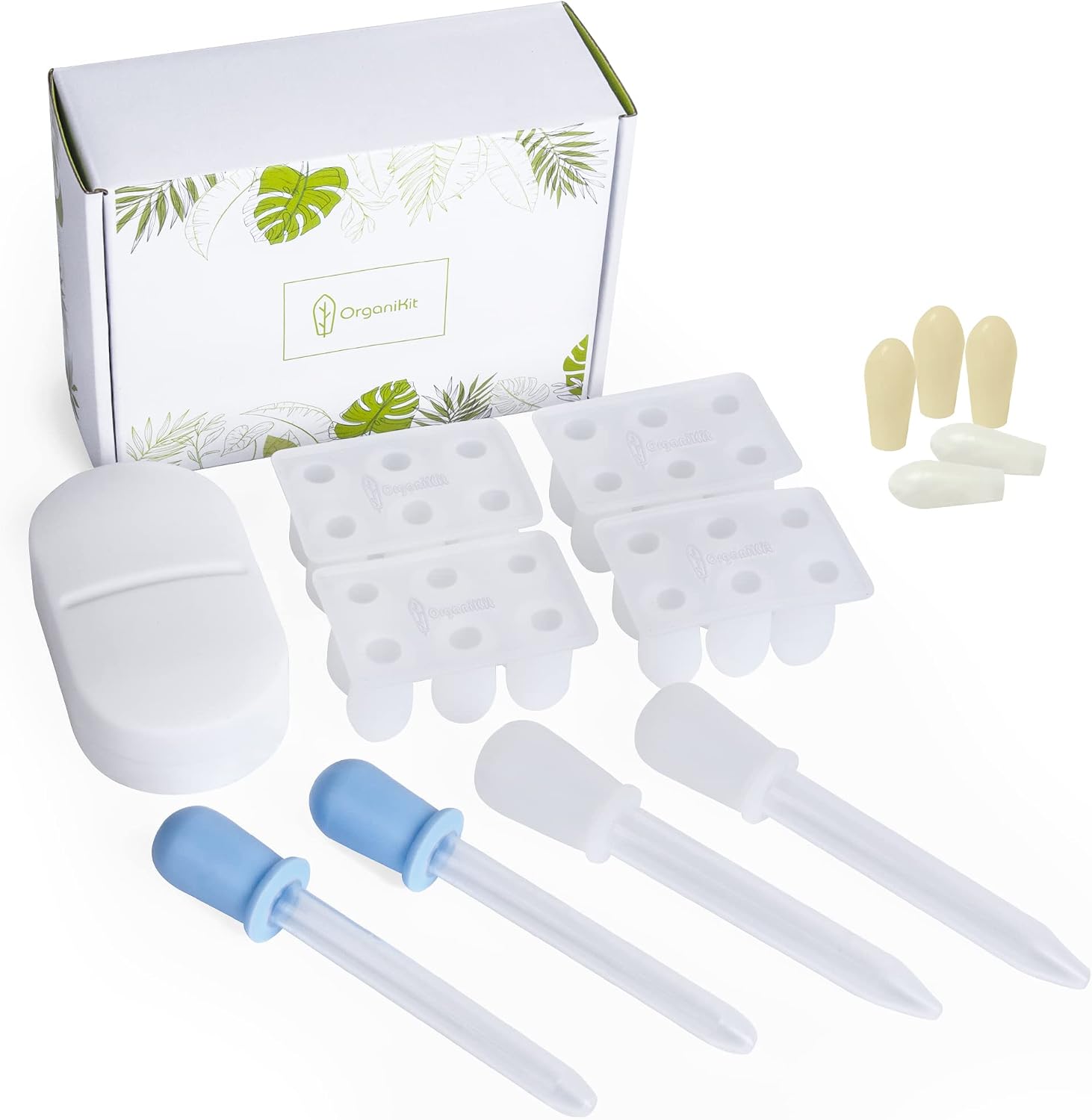 OrganiKits Reusable Suppository Mold Kit - Eco-Friendly, 2ML, Silicone, Suppository Molds | Kit Includes 4 Suppository Mold Trays, 4 Liquid Droppers, 1 Suppository Case