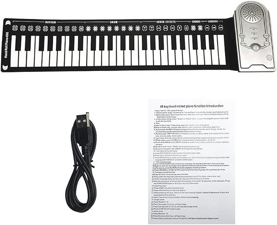 Roll Up Piano,49 Keys Electric Piano Keyboard,Portable Keyboard Piano,Keyboard Piano for Beginners(COLOR:Silver)