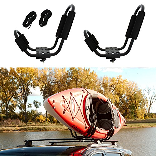 ABN Kayak Roof Rack J Rack Mounted Roof Top Carrier Kayak, Canoe, SUP, Ski, Surf J Bar Vehicle Attachment Holder