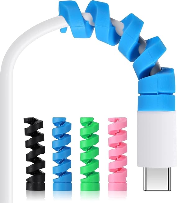 24 Pieces Charger Protector, Spiral Charger Cable Protector for Charger Cable Protection, Flexible Silicone Type-C Charger Cable Saver, Suitable for All Phone Charging Cables, Mouse Cable, USB Cable