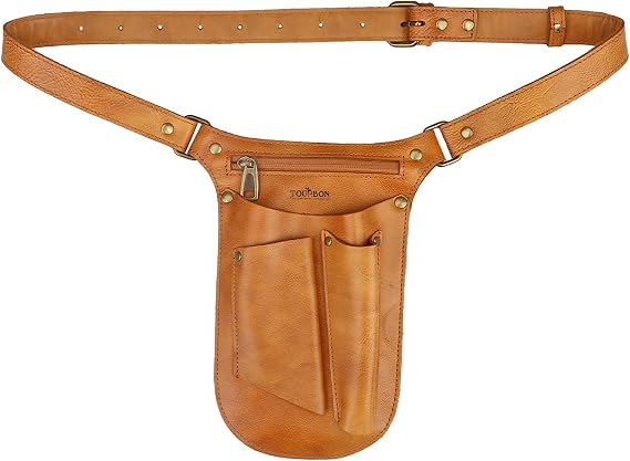 TOURBON Soft Leather Garden Tool Belt Gandening Pouch for Men Women