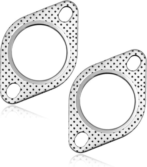 2 PCS Car Exhaust Gasket, 2'' 2-Bolt Exhaust Flange Gasket, High Temp Standard Exhaust Manifold Gasket Replacement for Turbo Catback Headers, Exhaust Pipe Car Accessories