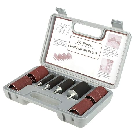 Drum Sander Kit, 20pcs Spindle Sanding Drum Sander Tool Kit Set with Case for Drill Press