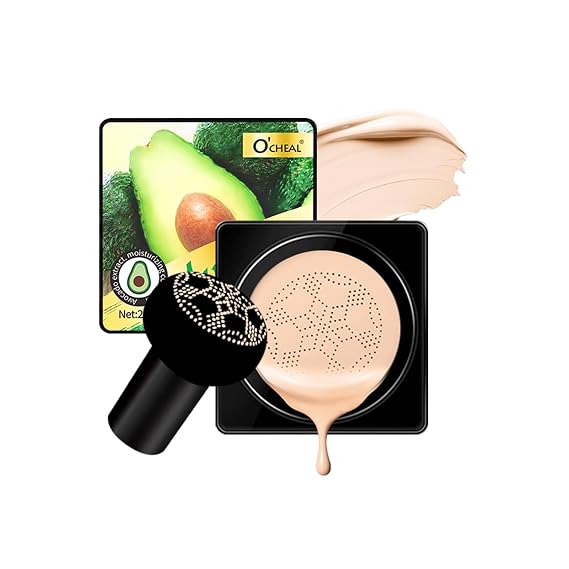OCHEAL Cushion Concealer with Mushroom Sponge Applicator,Ivory01# | Full Coverage Cream Concealer Cushion for Dark Circles, Blemishes and Spots, Long Lasting Blendable Face Makeup