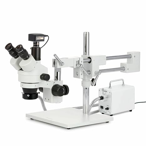 AmScope SM-4TPZZ-30WR-18M3 180X Simul-Focal Trinocular Boom Stereo