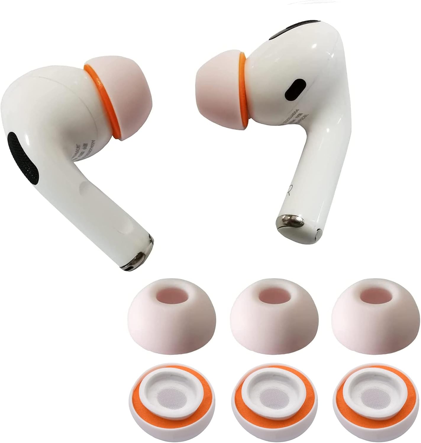 KASOTT Upgraded Best Memory Foam Ear Tips for AirPods Pro 1st & 2nd Gen | Comfortable Foam Ear Tips | Better Noise Cancellation | 3 Pairs Replacement Tips White, L