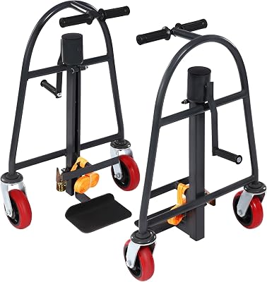 1100LBS Manual Furniture Mover, 2 Funiture Handling Tool, 11.8in Lift Height Two 190-inch Nylon Straps 6Inch 4-Wheels Carbon Steel Material Heavy Duty Transport Equipment w2 Handles