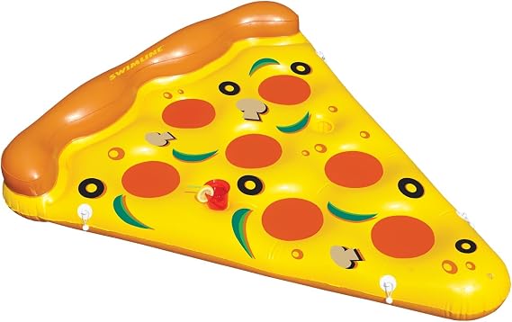 Inflatable Yellow and Orange Pizza Slice Swimming Pool Float Raft - 72"