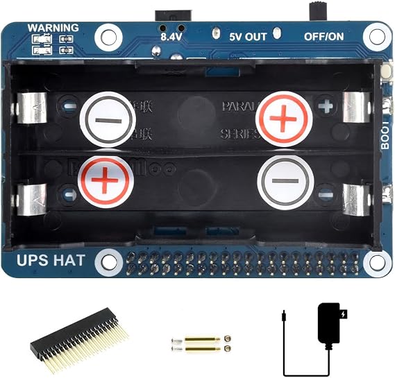 Waveshare UPS HAT Compatible with Raspberry Pi 5V Uninterruptible Power Supply Multi Battery Protection Circuits Charge and Power Output at The Same Time
