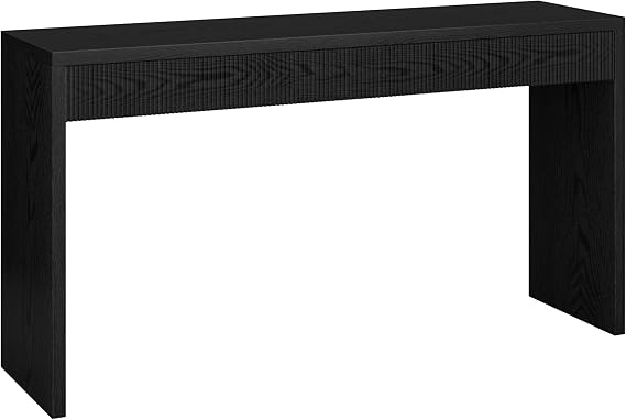 Henn&Hart 55" Rectangular Fluted Console Table, Ribbed Entryway Table, Sofa Table for Entryway, Living Room, Couch, Hallway, or Office, Natural Black