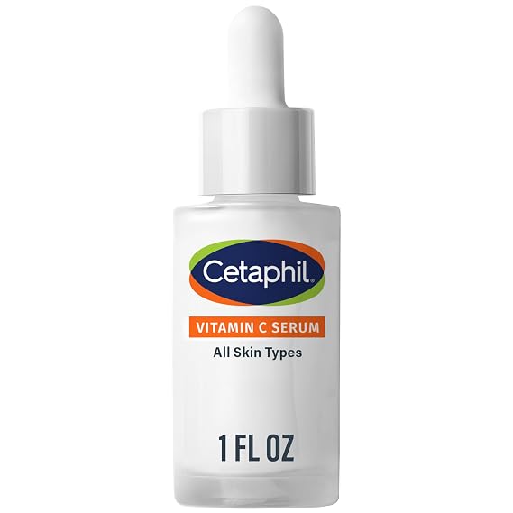 Cetaphil Vitamin C Serum for Dark Spots, Niacinamide, Fragrance Free, 1oz | Reduces Dark Spots, Niacinamide For Uneven Skin Tone, Fragrance Free, Sensitive Skin Safe, Dermatologist Tested