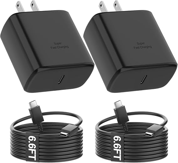 Samsung Super Fast Charger, 45W USB-C Super Fast Charging Wall Charger & 6.6ft C Cable for Samsung Galaxy S25 Ultra/S25/S25+/S24 Ultra/S24/S24+/S23 Ultra/S23/S23+/S22 Ultra/S22+/Note10/20 | 6.6ft C Cable for Samsung Galaxy S26 Ultra/S26/S26+/S25 Ultra/S25/S25+/S24 Ultra/S24/S24+/S23 Ultra/S23/S23+/S22/Note10/20
