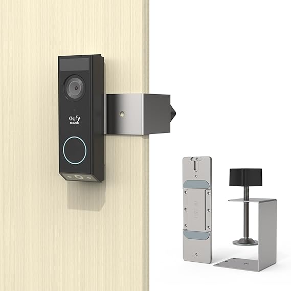 Anti-Theft Door Mount for Eufy E340, No-Drill Aluminum Alloy Bracket with Eufy Doorbell E340
