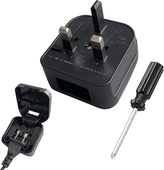 1 PCS US to UK Plug Adapter,UK Plug Convertor Adaptor,American to UK Plug Adapter,2 Pin to Uk Adaptor with Screwdriver Convert from USA,China,Japan,Type a Plugs to Uk with Safety Fuse,ABS(Black)