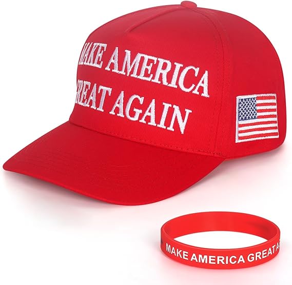 Donald Trump MAGA Hat: Make America Great Again Baseball Cap - Trump Merchandise Hat 2024 with Wristband for Men Women Adjustable for Outdoor 45-47 Red