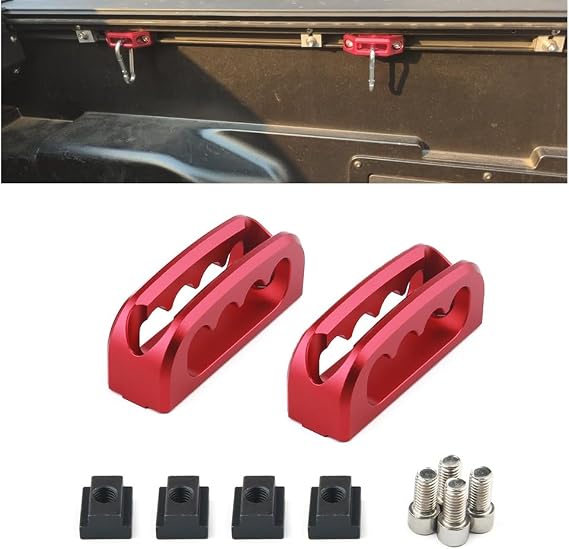 Red Truck Bed Rail Tie Down Anchor Clamp Made Of Aluminum Alloy Compatible With 2005-2026 For Tacoma 2022-2026 For Tundra For Gladiator For Heavy Duty Cargo Securing Pt278-35160