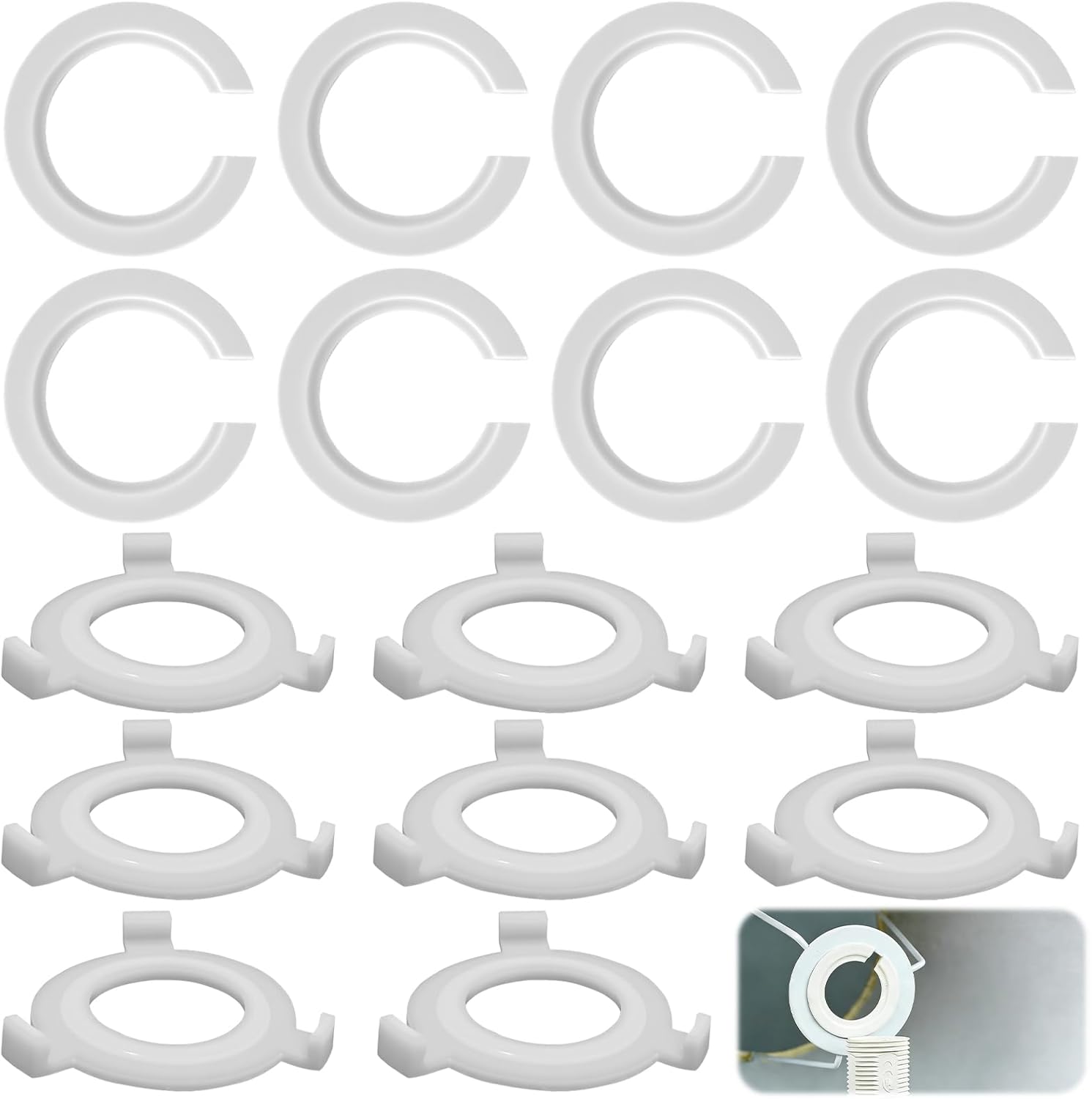 Lampshade Reducer Ring, 16-Pack E27 to E14 Adapter Rings White, Lamp Shade Converter Kit, No Tools Needed for Secure Fit Fix Wobbly Shades DIY Lighting Repair for Home Lamps Chandeliers