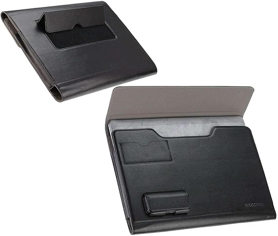 Black Leather Folio Case - Compatible with LincPlus P2 Laptop, 14 ''