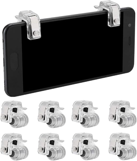 Mobile Gaming Controller Triggers 8 Pcs R11 Four Six Fingers Assistant Button Mobile Trigger for Gaming for PUBG Phone (Silver)