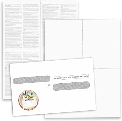 NextDayLabels - W-2 4-Up Employee Tax Forms, Instructions on Back for 2025, for LaserInkjet Printer. Compatible with QuickBooks and Accounting Software ETC. Pack of 25 Sheets & Self Seal Envelopes