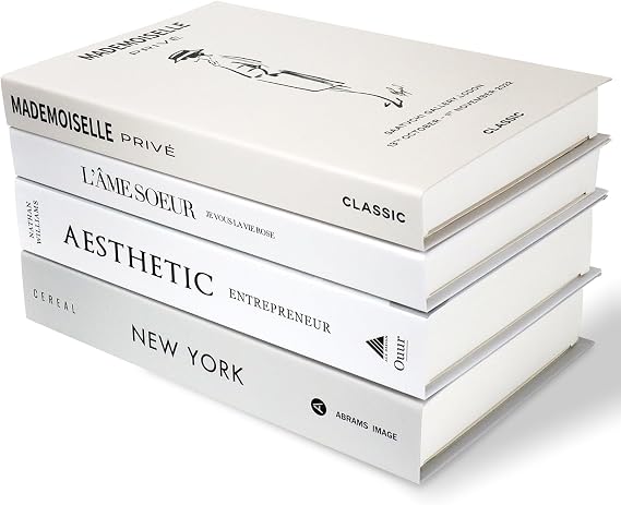 4 Pack Decorative Fake Books, Self-Assembly Coffee Table Decor, White