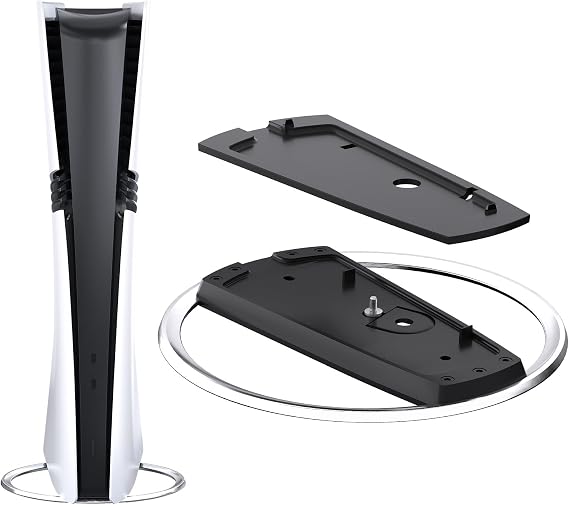 PS5 / PS5 Slim / PS5 Pro 縦置きスタンド, For PlayStation 5 専用，PS5スタ ンド, 合金材質 転倒防止 地震対策 傷付き防止 放熱改善, インストール簡単, PS5 Slim-スタンド, PS5 Pro対応 PS5 周辺機器,ネジ 日本語取扱説明書付き ブラック