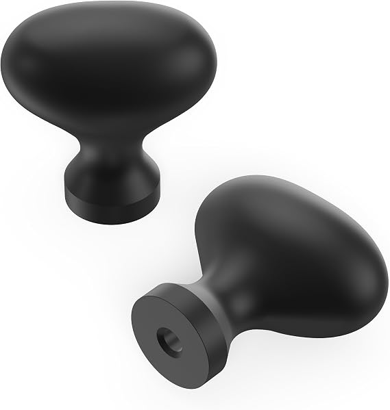 Hickory Hardware 1 Pack Solid Core Kitchen Cabinet Knobs, Luxury Cabinet and Dresser Knobs, Handle Pulls for Doors & Drawers, 1-1/4 Inch, Matte Black, Williamsburg Collection