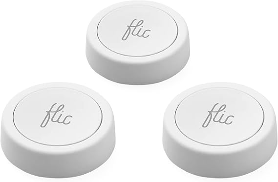 Flic Smart Button White – 3 Pack. Control Lights, Music & More with Push, Double Push, or Hold. Works with Alexa, HomeKit, Matter. Setup via Flic App for iOS & Android. Bluetooth & WiFi Required.