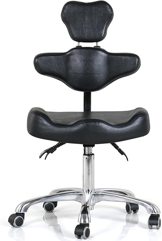 TATARTIST Tattoo Chair Hydraulic Rolling Stool Salon Chair Adjustable Swivel Saddle Stool with Wheels and Backrest Professional Beauty Spa Medical Barber Tattoo Pedicure Massage Chairs
